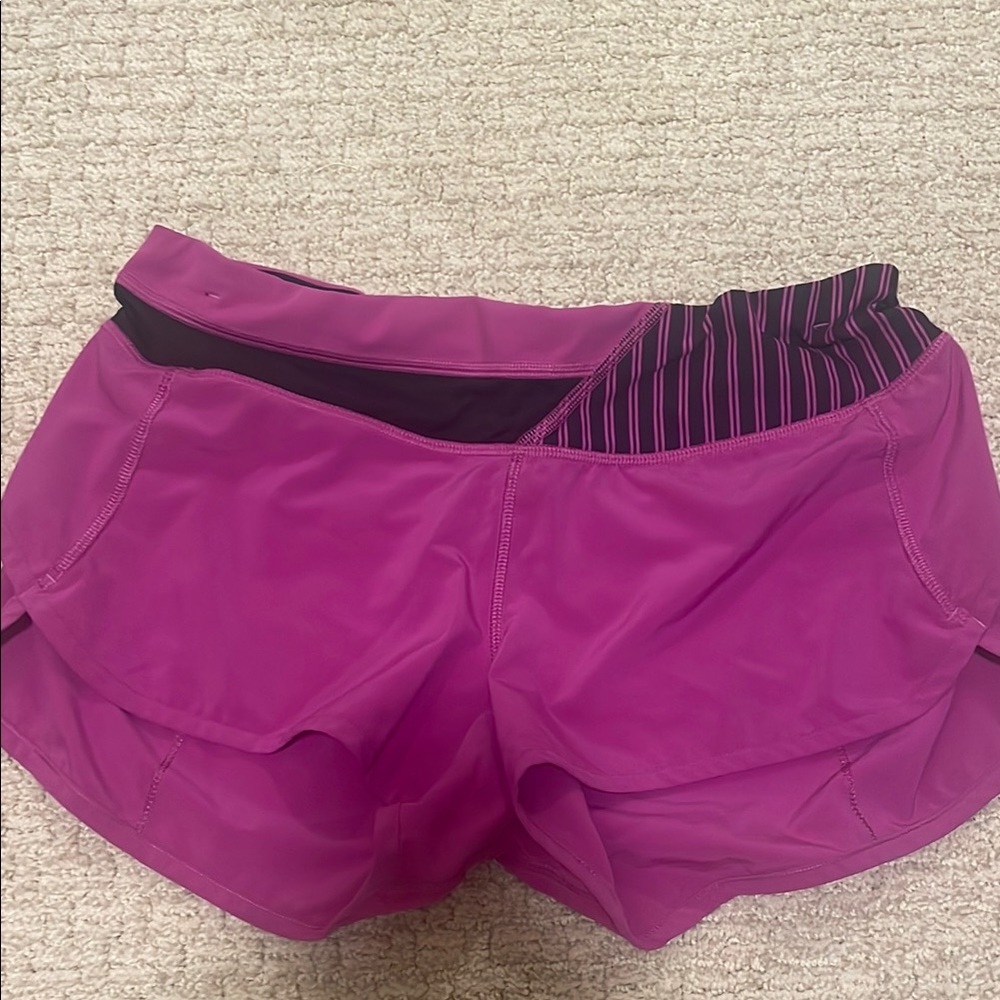 Purple/pink lululemon speed up shorts size 6